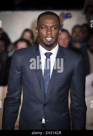 Usain Bolt kommt bei der I am Bolt Weltpremiere auf dem Odeon Leicester Square in London an. Bilddatum: Montag, 28. November 2016. Bildnachweis sollte lauten: © DavidJensen/EMPICS Entertainment Stockfoto