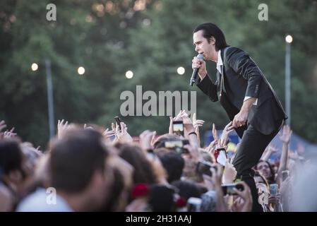 Nick Cave von Nick Cave and the Bad Seeds tritt am 10. Tag des All Points East Festivals 2018 im Victoria Park, London, live auf. Bilddatum: Sonntag, 3. Juni 2018. Bildnachweis sollte lauten: David Jensen/EMPICS Entertainment Stockfoto