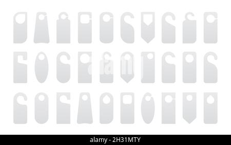 Hotel Tür Aufhänger Tags Vorlage Symbol Zeichen set flach Stil Design Vektor Illustration. Stock Vektor