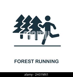 Symbol „Forest Running“. Monochromes Schild aus der Gym-Kollektion. Creative Forest Running Icon Illustration für Webdesign, Infografiken und vieles mehr Stock Vektor