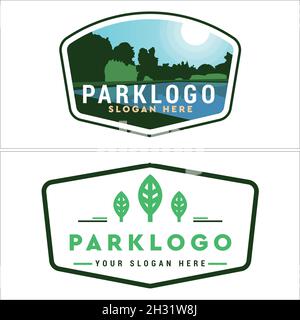 Modernes Park Erholung Familie Outdoor Natur Logo-Design Stock Vektor