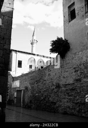 Gehwege und Gassen von Old Akko, Akko, Israel Stockfoto