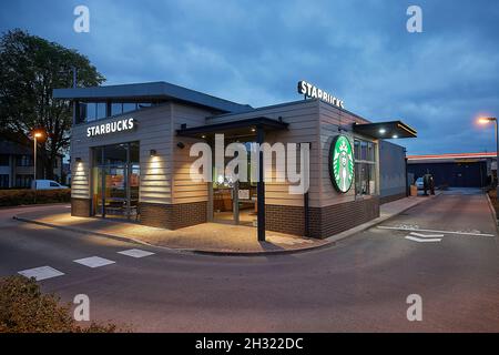 Deepdale Preston, Lancashire Starbucks Coffee Shop Drive-Thru Stockfoto