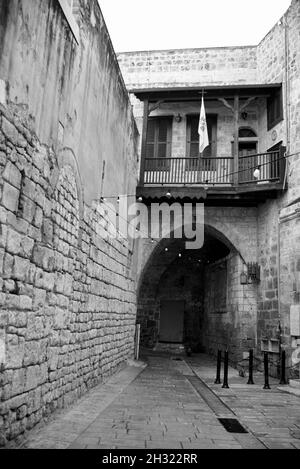 Gehwege und Gassen von Old Akko, Akko, Israel Stockfoto