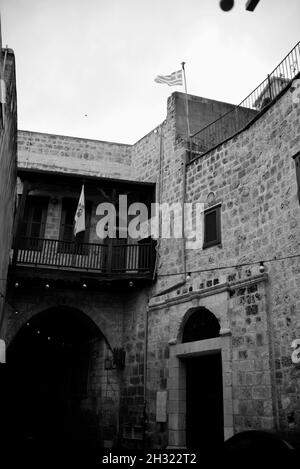 Gehwege und Gassen von Old Akko, Akko, Israel Stockfoto