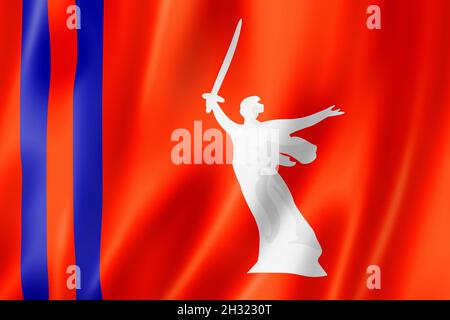 Wolgograd Staat - Oblast - Flagge, Russland winken Banner Sammlung. 3D-Illustration Stockfoto