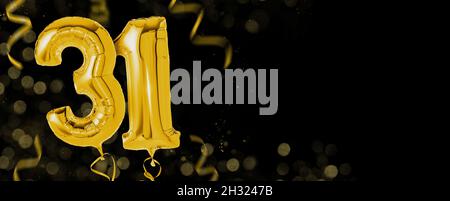 Goldene Luftballons mit Kopierraum - Nummer 31 Stockfoto