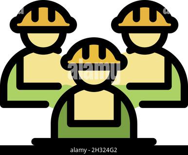 Symbol „Construction Group People“. Kontur Konstruktion Gruppe Menschen Vektor Symbol Farbe flach isoliert Stock Vektor