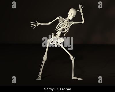 3D-gerendertes Dacing-Skelett Stockfoto