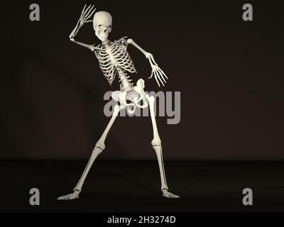 3D-gerendertes Dacing-Skelett Stockfoto