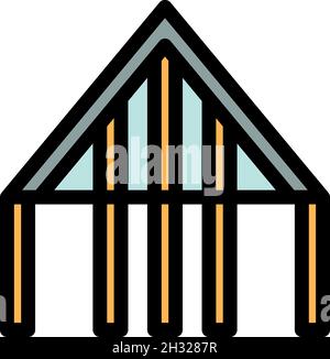 Symbol für Dachtragekonstruktion. Kontur Dach tragende Struktur Vektor Symbol Farbe flach isoliert Stock Vektor