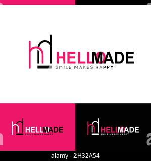 Modernes Anfangsbuchstabe hm Symbol Gruß Logo Design Stock Vektor