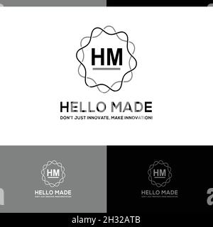 Anfangsbuchstabe HM flache Linie kreisend Logo Design Stock Vektor