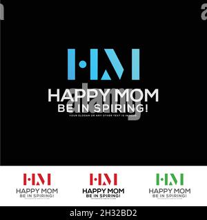 Wordmark HM Initial Lettering Logo Design-Vorlage Stock Vektor