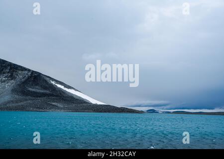 Blick auf den Galdhopiggen-Berg im Jotunheimen-Nationalpark der höchste Gipfel und höchste Berg Norwegens und Nordeuropas Stockfoto