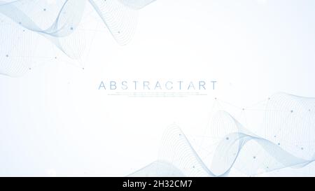 Technologie abstrakte Linien und Punkte Verbindung Hintergrund. Verbindung von digitalen Daten und Big-Data-Konzept. Digitale Datenvisualisierung. Vektor Stock Vektor