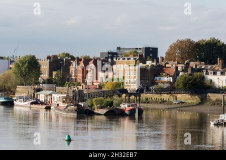 The Dove Riverside Pub neben Furnival Gardens in Hammersmith West London, England, Großbritannien. Stockfoto