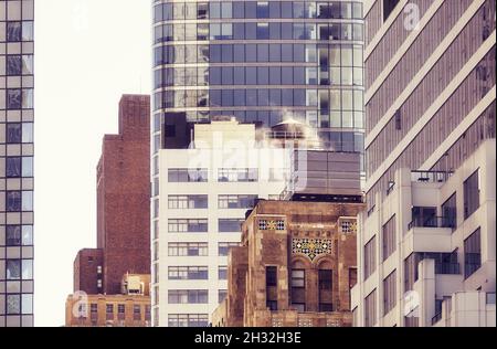Manhattan die vielfältige Architektur, Farbe Tonen angewendet, New York City, USA. Stockfoto
