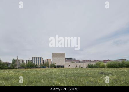 Außenansicht des Story's Field Community Center in Eddington, Cambridge. Entworfen von McInnes Usher McKnight Architects, 2018 Stockfoto