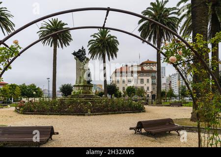 Mendez Nunez Gardens Detail in der galizischen Stadt A Coruna in Spanien. Stockfoto