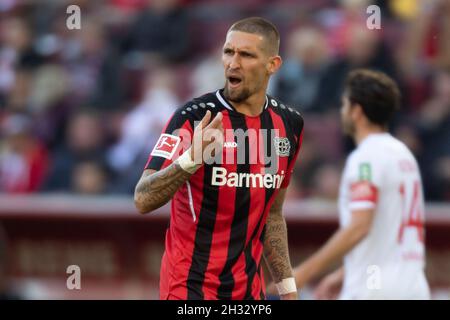 Köln, Deutschland. Okt. 2021. Köln, Deutschland, 24.10.2021, Bundesliga, Spieltag 9, 1. FC Köln - Bayer 04 Leverkusen, Robert Andrich (B04) Gesten. Quelle: Jürgen Schwarz/Alamy Live News Stockfoto