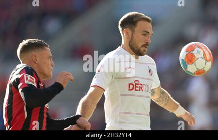 Köln, Deutschland. Okt. 2021. Köln, Deutschland, 24.10.2021, Bundesliga, Spieltag 9, 1. FC Köln - Bayer 04 Leverkusen, Florian Wirtz (B04), Rafael Czichos (Köln) kämpfen um den Ball. Quelle: Jürgen Schwarz/Alamy Live News Stockfoto