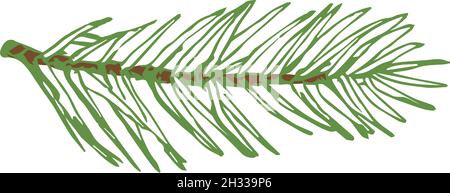 Handgezeichneter Vektor Evergreen Fichte oder Kiefernbaum Zweig Bunte Tannennadel Zweig Skizze. Isoliert Stock Vektor