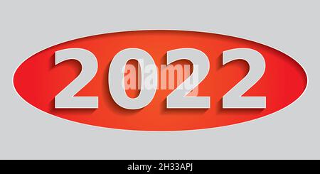 New Year Konzept in Papier Cut-out-Effekt. Nummer 2022 auf farbigem Hintergrund. Vektorgrafik Stock Vektor