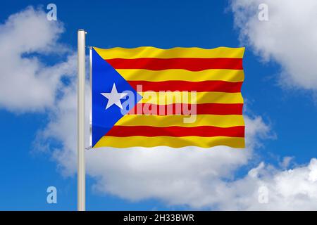 Die Flagge von Spanien, Katalonien, Estelada Blava, Stockfoto
