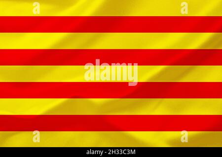Die Flagge von Katalonien, Europa, Spanien, Stockfoto
