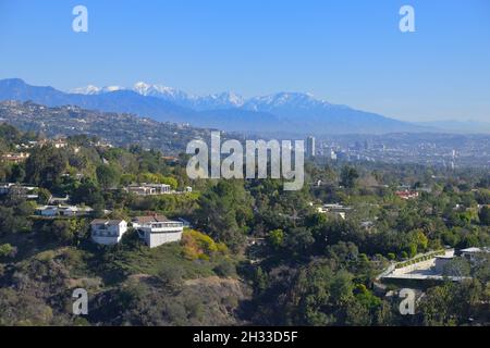 Das fantastische Getty Center in den Bergen von Santa Monica mit Blick auf Los Angeles, Brentwood CA Stockfoto