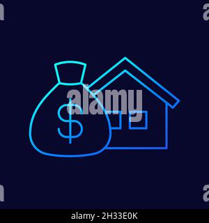 Vektorsymbol für Haus und Geldzeile Stock Vektor