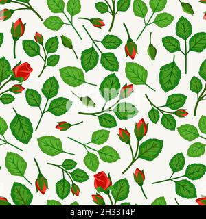 Nahtloses Muster mit Rosen auf weißem Hintergrund Stock Vektor