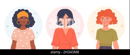 Frauenporträts Stock Vektor