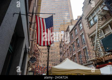 Stone Street ist ein historisches Viertel in Lower Manhattan, NYC, USA Stockfoto