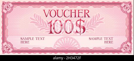 Gutschein-Design - hundert Dollar (Vorlage) Vektor-Illustration Stock Vektor