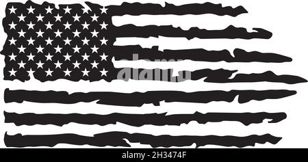 USA Grunge Flagge schwarz-weiß Vektorgrafik Stock Vektor
