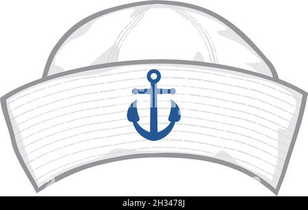 Matrosenhut mit blauer Anker-Vektor-Illustration Stock Vektor
