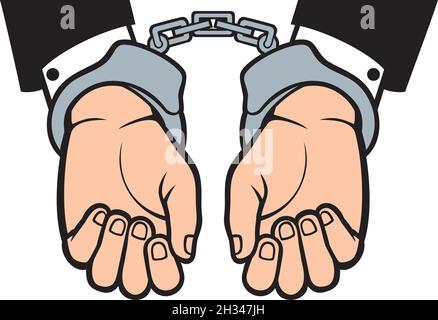 Vektorgrafik Hände in Handschellen Stock Vektor