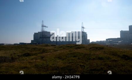 Silhouette des Kernkraftwerk Dungeness in der Landschaft in Kent England Großbritannien KATHY DEWITT Stockfoto