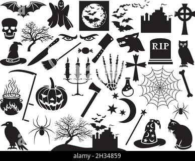 Halloween Icons Set (Horror-Elemente) Vektor-Illustration Stock Vektor