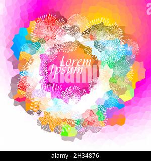 Schöner, mehrfarbiger Rahmen mit Blumenmuster. Vektorgrafik Stock Vektor