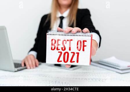 Konzeptunterschrift Best of 2021. Wort für großartige und wunderbare Dinge und Ereignisse geschah auf 2019 Lehrer, der verschiedene Fähigkeiten lehrt, Lehrer Stockfoto