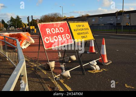 Glasgow COP 26 Climate Change Road Closures Stockfoto