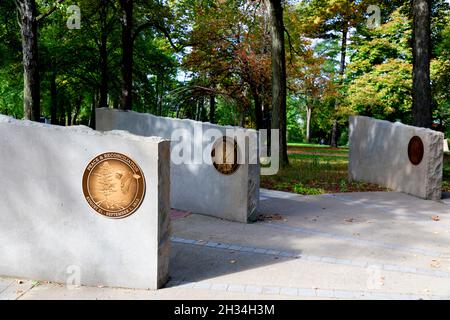 Landscape of Nations Monument in Queenston Heights, Ontario, Kanada. Ein Denkmal für die einheimischen Kämpfer auf kanadischer Seite im Krieg von 1812 Stockfoto