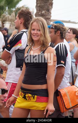 Balearen, Mallorca, s'Arenal, Megaparc, Fußballweltmeisterschaft 2006, Deutschland - Equador, Fußballfans, Mallorca, Fußball-WM Stockfoto