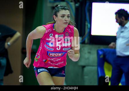 Palaverde, Treviso, Italien, 21. Oktober 2021, Rosamaria Montibeller (Novara) während des Imoco Volley Conegliano gegen Igor Gorgonzola Novara - Volleyball IT Stockfoto