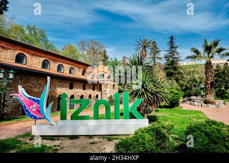 Nicaea (iznik) Türkei. Alte und heilige Stadt für das christentum von Nicaea und sein Logo in der Nähe der hagia sophia Moschee in iznik Stockfoto