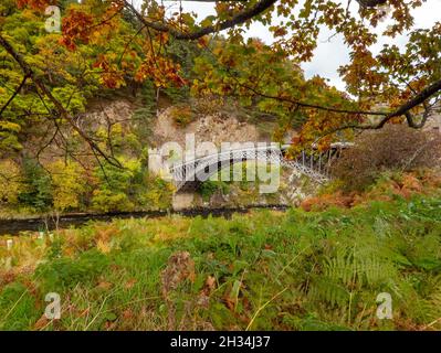 Craigellachie Bridge wurde 1814 in Morayshire, Schottland, Großbritannien fertiggestellt Stockfoto