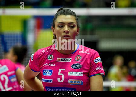 Palaverde, Treviso, Italien, 21. Oktober 2021, Rosamaria Montibeller (Novara) während des Imoco Volley Conegliano gegen Igor Gorgonzola Novara - Volleyball IT Stockfoto